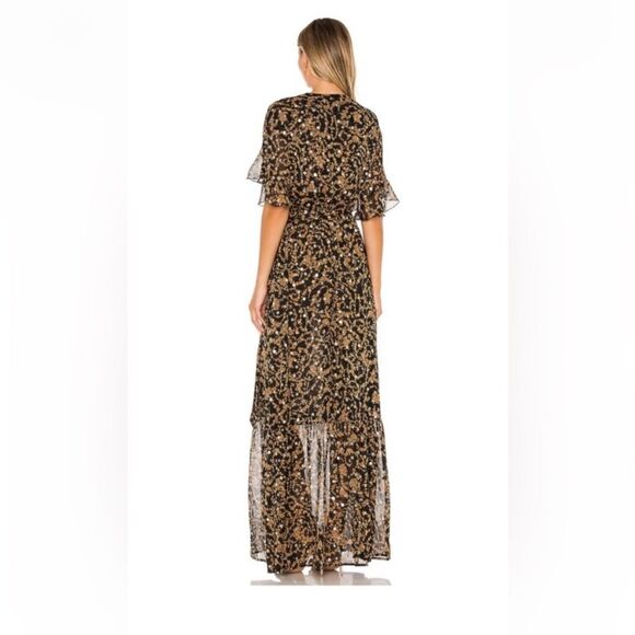 Sabina Musayev Brook Maxi Brown Dress Sheer Floral Size M - Picture 5 of 11